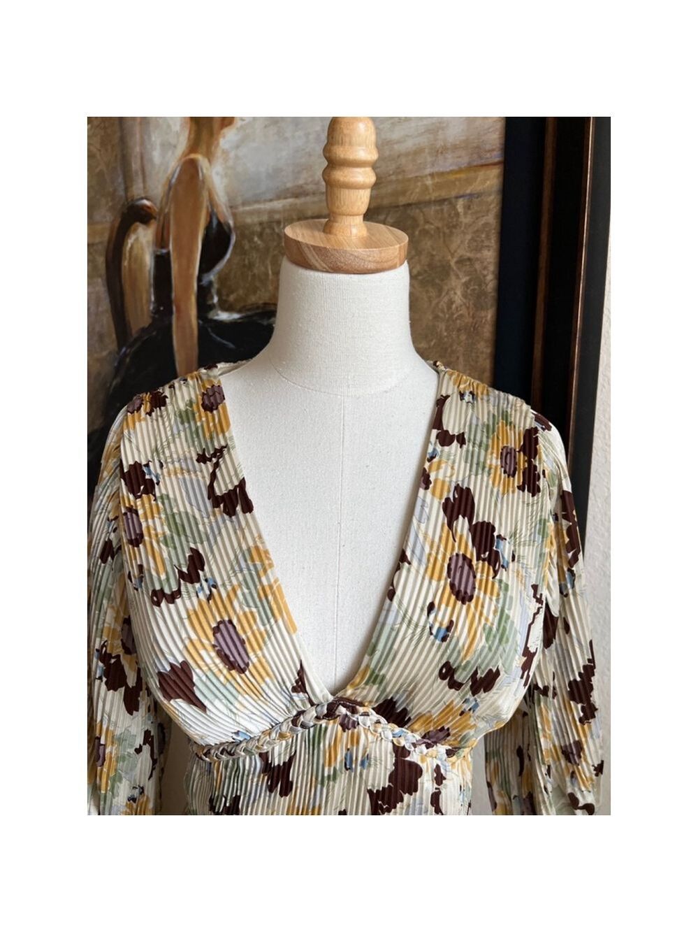 NWT Polo Ralph Lauren Dress, M, Beige & Brown Size 0 - Picture 2 of 9